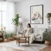 04 - Framed Japanese Macaque in Onsen Vintage Illustration Canvas Print - Woman reading on couch - Vertical.jpg