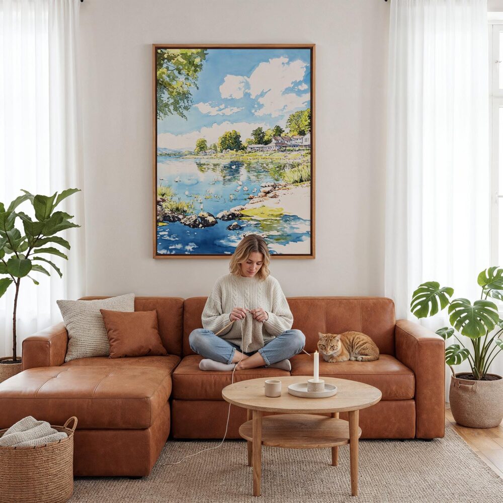 04 - Framed Lake Windermere - Watercolor 2 Canvas Print - Woman Knitting - Vertical.jpg 04 - Framed Lake Windermere - Watercolor 2 Canvas Print - Woman Knitting - Vertical.jpg