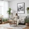 04 - Framed Manhattan bridge - Pencil Drawing Canvas Print - Woman reading on couch - Vertical.jpg