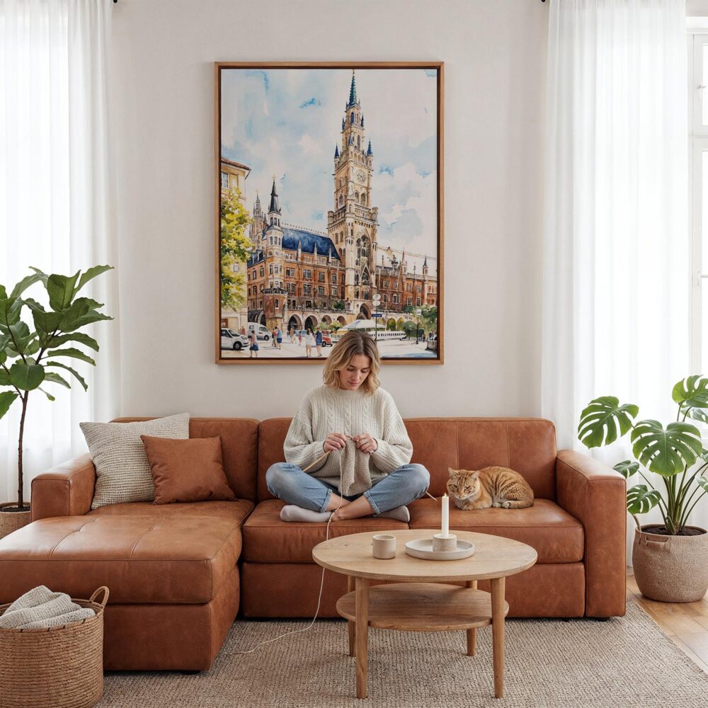 04 - Framed Munich Marienplatz Canvas Print - Woman Knitting - Vertical.jpg 04 - Framed Munich Marienplatz Canvas Print - Woman Knitting - Vertical.jpg