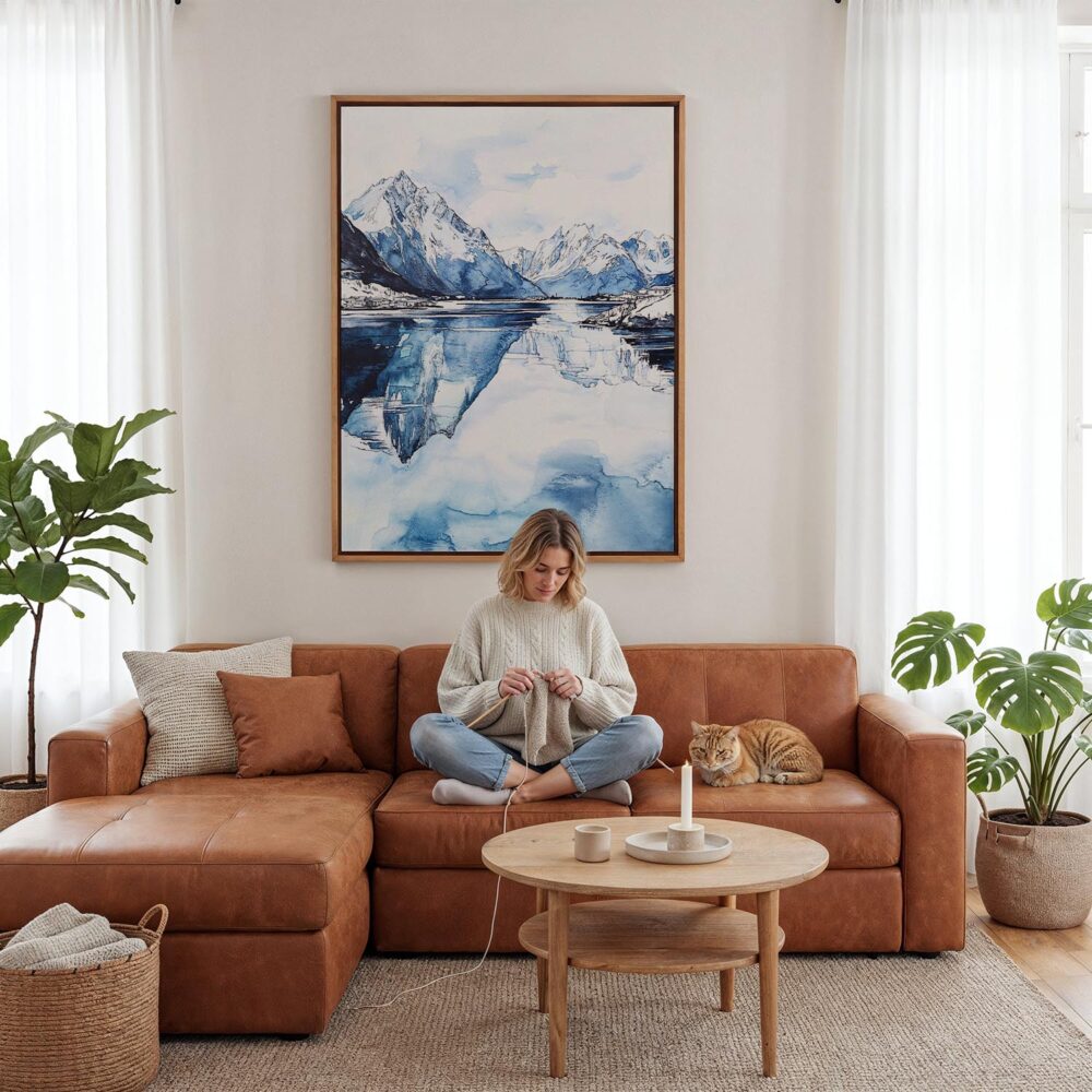 04 - Framed Norway Watercolor Canvas Print - Woman Knitting - Vertical.jpg 04 - Framed Norway Watercolor Canvas Print - Woman Knitting - Vertical.jpg