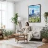 04 - Framed Perth Australia Watercolor Canvas Print - Woman reading on couch - Vertical.jpg