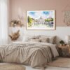 04 - Framed Rome Vitrus Capitol Watercolor - Horizontal Art Print in Boho Bedroom.jpg