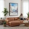 04 - Framed Sapporo Japan Watercolor Canvas Print - Woman Knitting on leather couch - Vertical.jpg