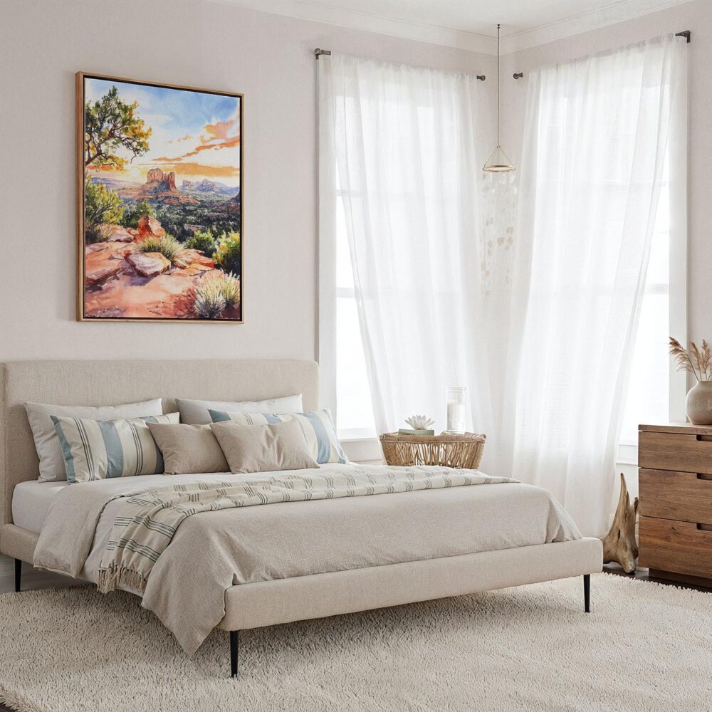 04 - Framed Sedona Arizona Watercolor Canvas Print - Coastal Bedroom - Vertical.jpg 04 - Framed Sedona Arizona Watercolor Canvas Print - Coastal Bedroom - Vertical.jpg
