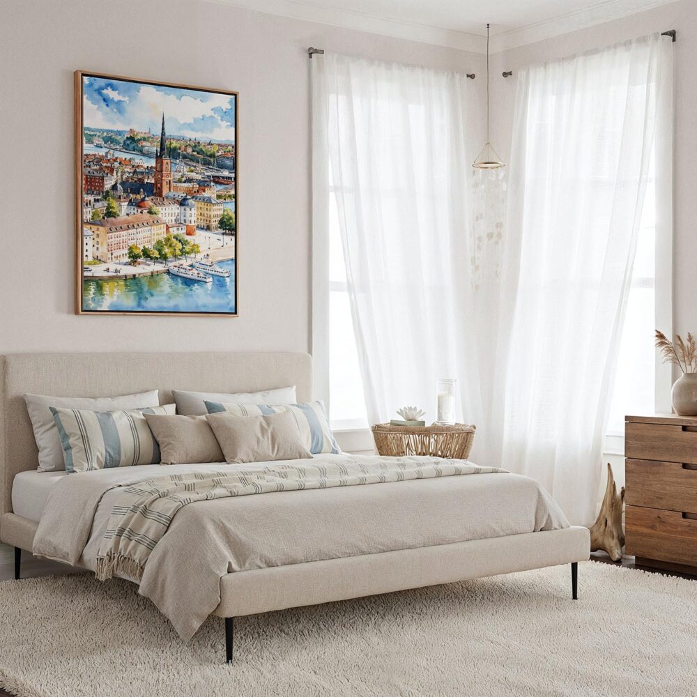 04 - Framed Stockholm Skyline Watercolor Canvas Print - Coastal Bedroom - Vertical.jpg 04 - Framed Stockholm Skyline Watercolor Canvas Print - Coastal Bedroom - Vertical.jpg