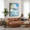 04 - Framed Tahiti Watercolor Canvas Print - Woman Knitting on leather couch - Vertical.jpg