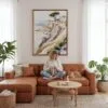 04 - Framed Torrey Pines San Diego Watercolor Canvas Print - Woman Knitting - Vertical.jpg