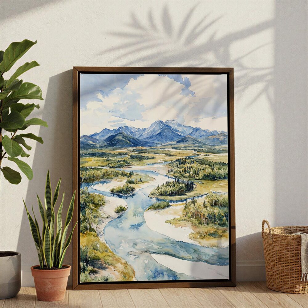 04 - Kobuk Valley National Park Watercolor Canvas Print with Brown Floater Frame - Standing on Floor - Vertical.jpg 04 - Kobuk Valley National Park Watercolor Canvas Print with Brown Floater Frame - Standing on Floor - Vertical.jpg