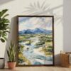 04 - Kobuk Valley National Park Watercolor Canvas Print with Brown Floater Frame - Standing on Floor - Vertical.jpg