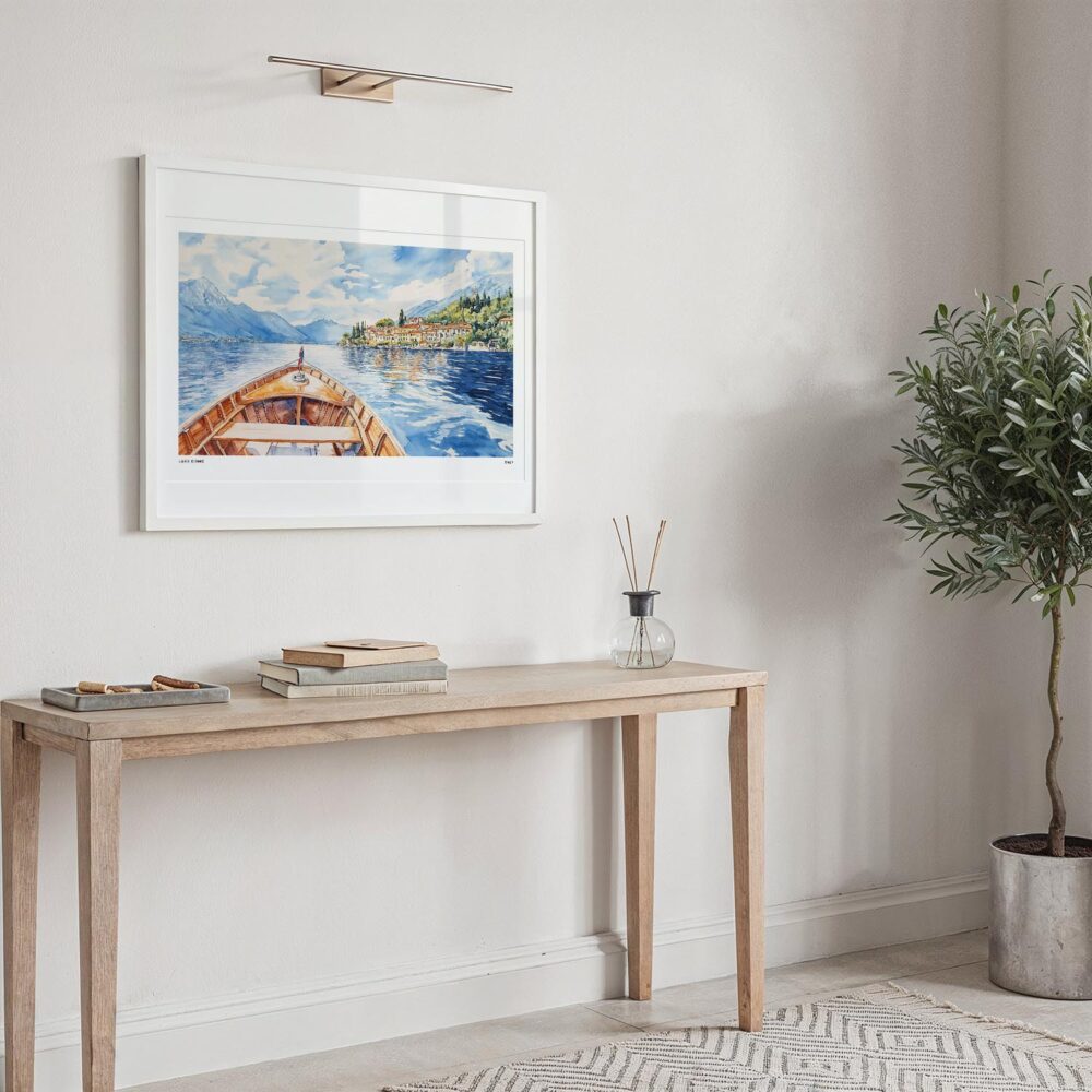 04 - Lake Como Watercolor - Horizontal Art Print in Hallway with White Frame.jpg 04 - Lake Como Watercolor - Horizontal Art Print in Hallway with White Frame.jpg