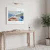 04 - Lake Como Watercolor - Horizontal Art Print in Hallway with White Frame.jpg