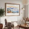 04 - Large Blue Ridge Mountains Watercolor - Horizontal Art Print in Boho Living Room with vintage Wood frame.jpg