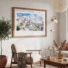 04 - Large Turkey Cappadocia Watercolor - Horizontal Art Print in Boho Living Room with vintage Wood frame.jpg