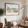 04 - Large Tuscany Watercolor - Horizontal Art Print in Boho Living Room with vintage Wood frame.jpg