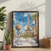 04 - Las Vegas Nevada Watercolor Canvas Print with Brown Floater Frame - Standing on Floor - Vertical.jpg