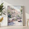 04 - Lisbon 1 - Watercolor Canvas Print with White Floater Frame - Standing on Floor - Vertical.jpg