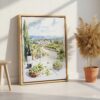 04 - Napa Valley Watercolor Canvas Print with Natural Floater Frame - Standing on Floor - Vertical.jpg