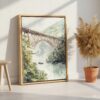 04 - New river gorge Bridge Watercolor Canvas Print with Natural Floater Frame - Standing on Floor - Vertical.jpg