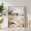 04 - Oregon Coast Watercolor Canvas Print with White Floater Frame - Standing on Floor - Vertical.jpg