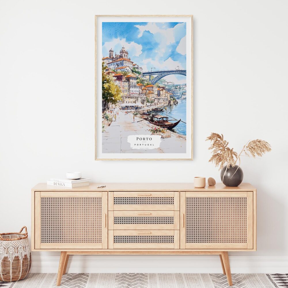 04 - Porto Ribeira Watercolor Art Print Hanging above Shelf - Vertical.jpg 04 - Porto Ribeira Watercolor Art Print Hanging above Shelf - Vertical.jpg