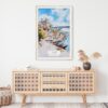 04 - Porto Ribeira Watercolor Art Print Hanging above Shelf - Vertical.jpg