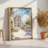 04 - Sagrada Familia - Watercolor Canvas Print with Natural Floater Frame - Standing on Floor - Vertical.jpg