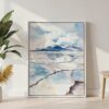 04 - Salar de Uyuni Watercolor Canvas Print with White Floater Frame - Standing on Floor - Vertical.jpg