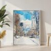 04 - Sapporo City - Watercolor Canvas Print with White Floater Frame - Standing on Floor - Vertical.jpg