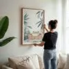 04 - Woman Hanging Framed Cute Frog in Japanese Bathtub Illustration - 井の中の蛙大海を知らず Art Print - Vertical.jpg