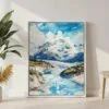 04 - Wrangell-St. Elias National Park Watercolor Canvas Print with White Floater Frame - Standing on Floor - Vertical.jpg
