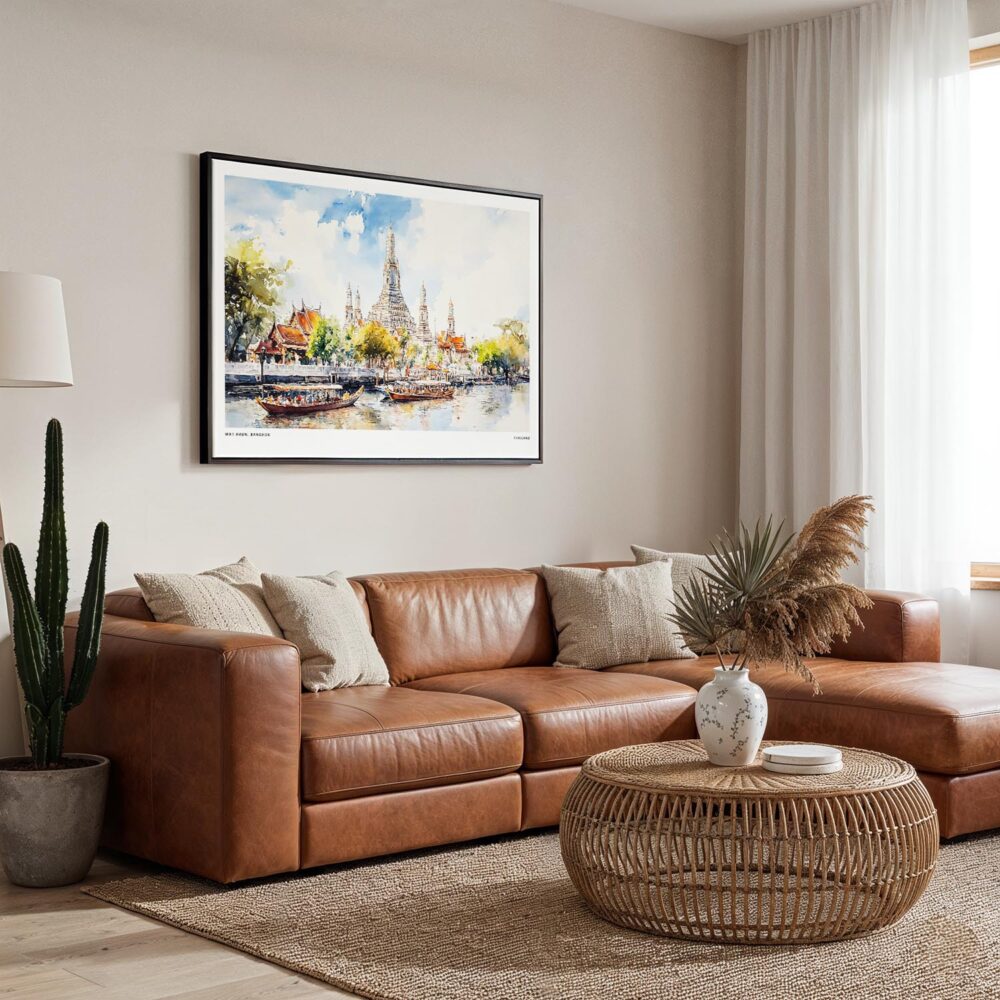 05 - 01 - Framed Bangkok Wat Arun Temple of Dawn Watercolor - Horizontal Canvas Print - Boho Living Room.jpg 05 - 01 - Framed Bangkok Wat Arun Temple of Dawn Watercolor - Horizontal Canvas Print - Boho Living Room.jpg