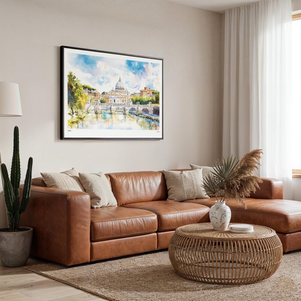 05 - 01 - Framed Rome Vitrus Capitol Watercolor - Horizontal Canvas Print - Boho Living Room.jpg 05 - 01 - Framed Rome Vitrus Capitol Watercolor - Horizontal Canvas Print - Boho Living Room.jpg