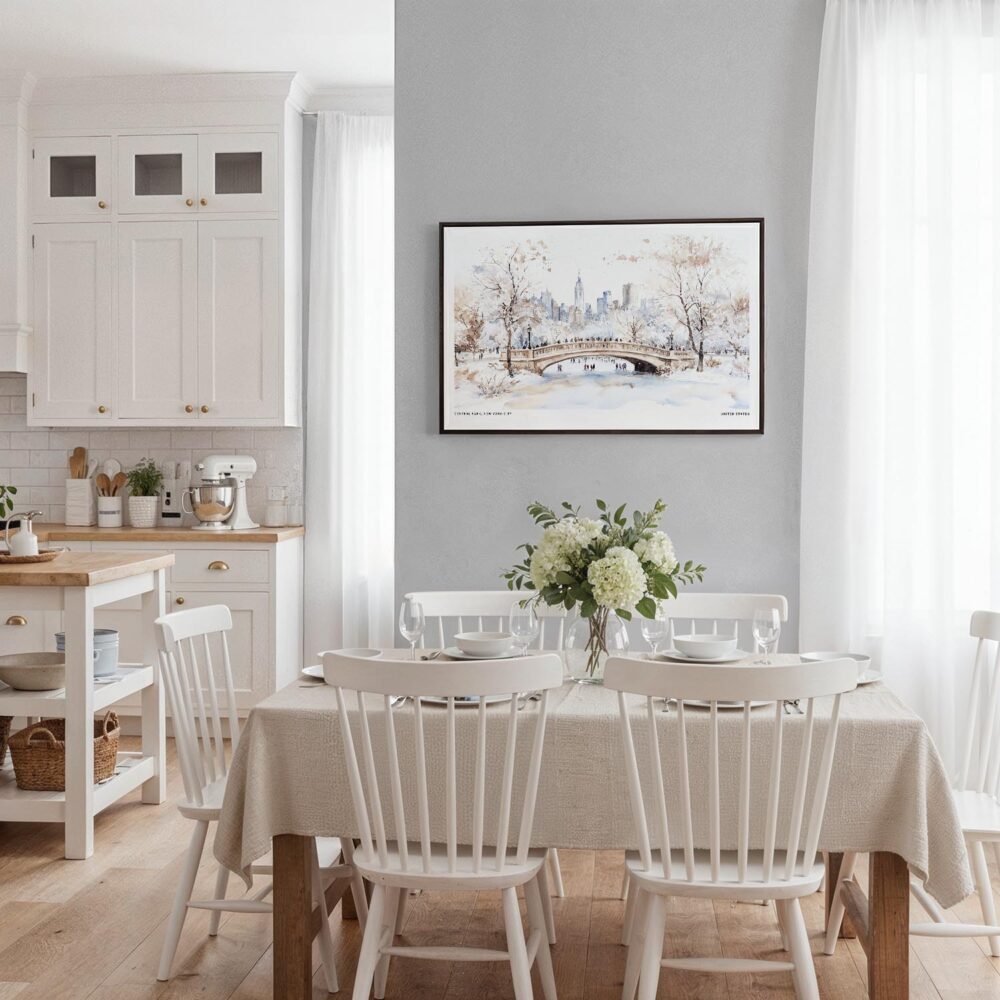 05 - 03 - Framed New York Central Park in Winter Watercolor - Horizontal Canvas Print - Coastal Kitchen.jpg 05 - 03 - Framed New York Central Park in Winter Watercolor - Horizontal Canvas Print - Coastal Kitchen.jpg