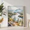 05 - Adirondack Mountains Watercolor Canvas Print with White Floater Frame - Standing on Floor - Vertical.jpg