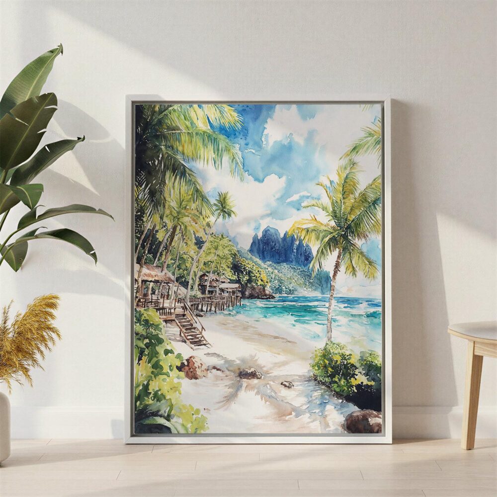 05 - American Samoa National Park Watercolor Canvas Print with White Floater Frame - Standing on Floor - Vertical.jpg 05 - American Samoa National Park Watercolor Canvas Print with White Floater Frame - Standing on Floor - Vertical.jpg