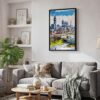 05 - Black Framed Atlanta Skyline Watercolor Canvas Print - Skandinavian Living Room - Vertical.jpg