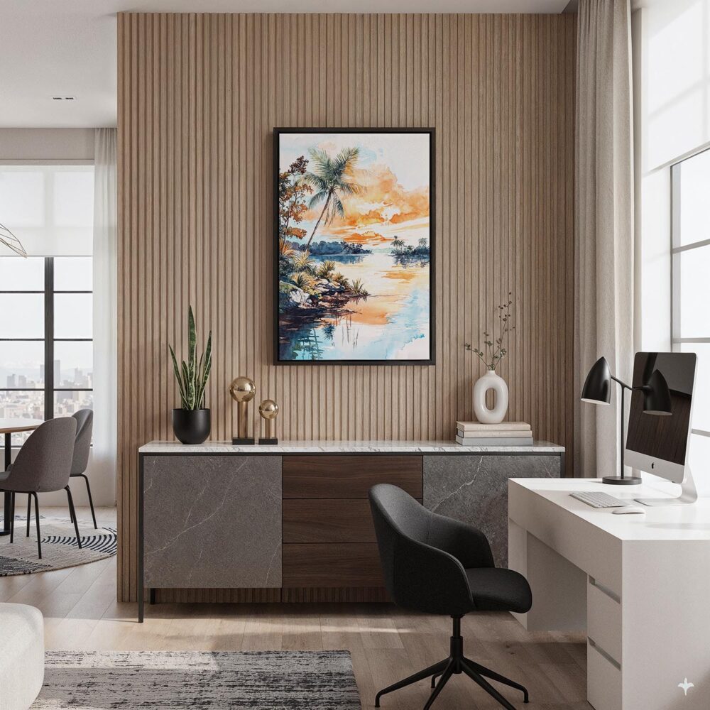 05 - Black Framed Biscayne National Park Watercolor Canvas Print - Home Office - Vertical.jpg 05 - Black Framed Biscayne National Park Watercolor Canvas Print - Home Office - Vertical.jpg