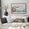 05 - Black Framed Blue Ridge Mountains Watercolor - Horizontal Art Print in Scandi Living Room Above Couch.jpg