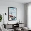 05 - Black Framed Boston Zakim Bridge Watercolor Canvas Print - Contemporary Living Room - Vertical.jpg