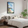 05 - Black Framed California Laguna Beach Watercolor Canvas Print - Bedroom - Vertical.jpg