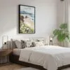 05 - Black Framed Cannon Beach Oregon Watercolor Canvas Print - Bedroom - Vertical.jpg