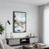 05 - Black Framed Chiang Mai Elephant Watercolor Canvas Print - Contemporary Living Room - Vertical.jpg