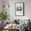 05 - Black Framed Chicago - The Bean - Pencil Drawing Canvas Print - Skandinavian Living Room - Vertical.jpg