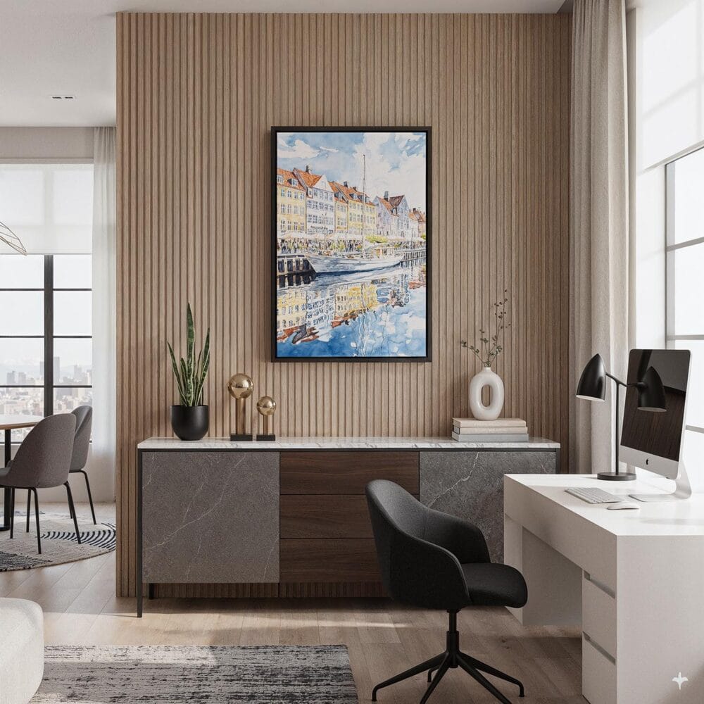 05 - Black Framed Copenhagen Denmark Watercolor Canvas Print - Home Office - Vertical.jpg 05 - Black Framed Copenhagen Denmark Watercolor Canvas Print - Home Office - Vertical.jpg