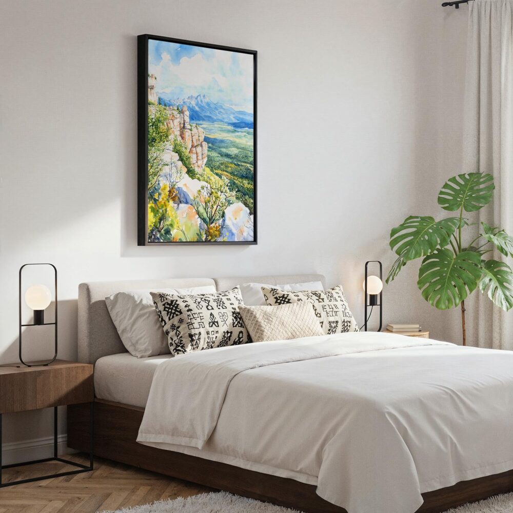 05 - Black Framed Great Basin Watercolor Canvas Print - Bedroom - Vertical.jpg 05 - Black Framed Great Basin Watercolor Canvas Print - Bedroom - Vertical.jpg