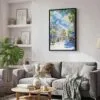 05 - Black Framed Key West Florida - Watercolor Canvas Print - Skandinavian Living Room - Vertical.jpg