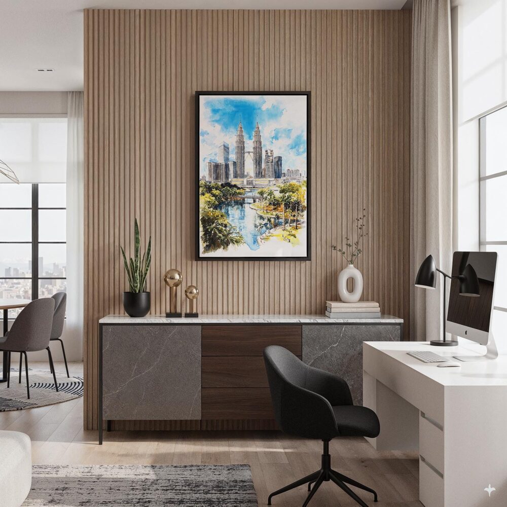 05 - Black Framed Kuala Lumpur Watercolor Canvas Print - Home Office - Vertical.jpg 05 - Black Framed Kuala Lumpur Watercolor Canvas Print - Home Office - Vertical.jpg
