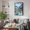05 - Black Framed Lauterbrunnen Watercolor Canvas Print - Skandinavian Living Room - Vertical.jpg