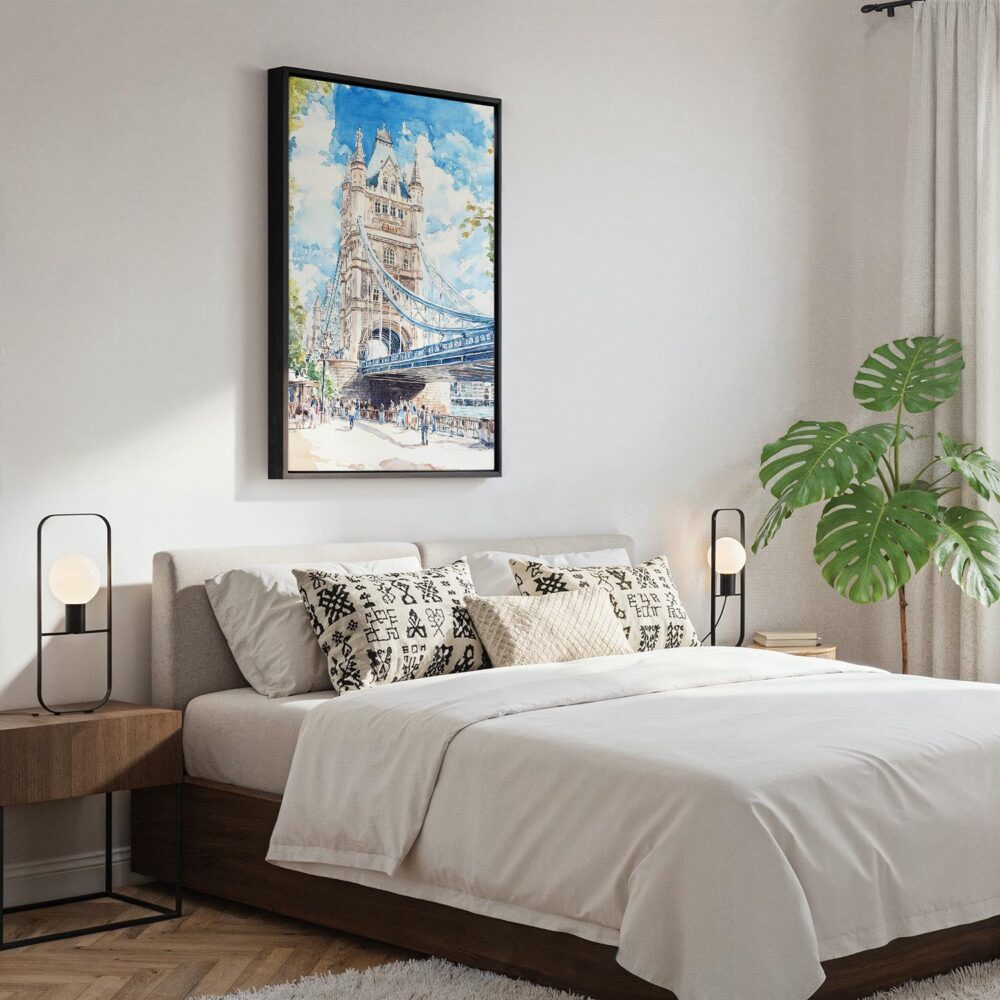 05 - Black Framed London Tower Bridge - Watercolor Canvas Print - Bedroom - Vertical.jpg 05 - Black Framed London Tower Bridge - Watercolor Canvas Print - Bedroom - Vertical.jpg